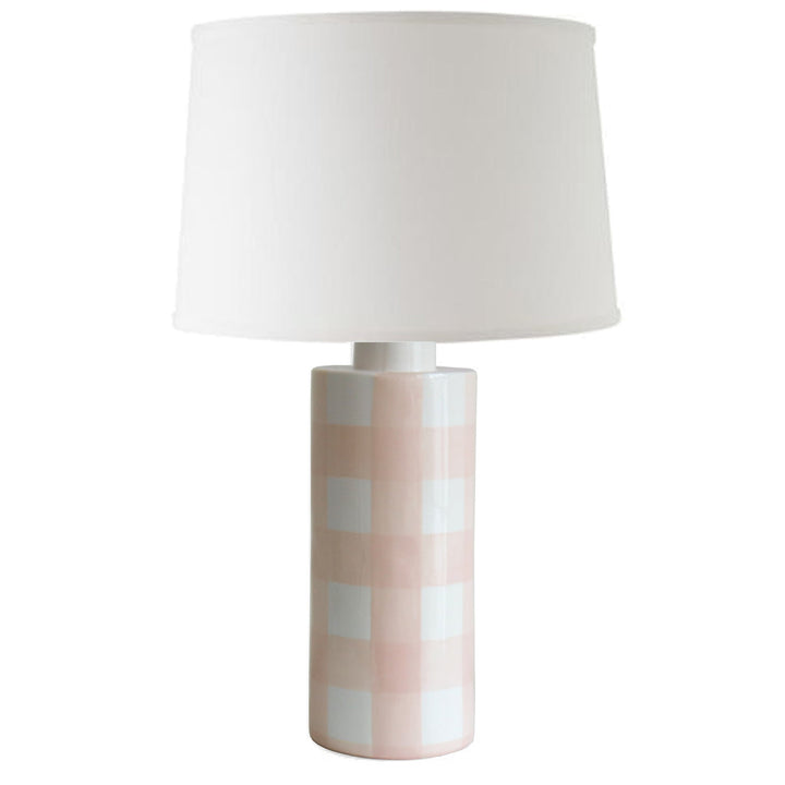 Gingham Column Lamp | Blush Pink