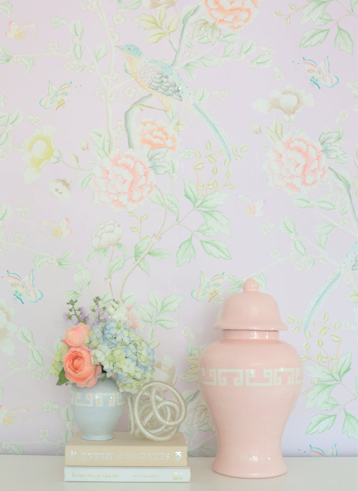 Hydrangea Blue Greek Key Ginger Jars