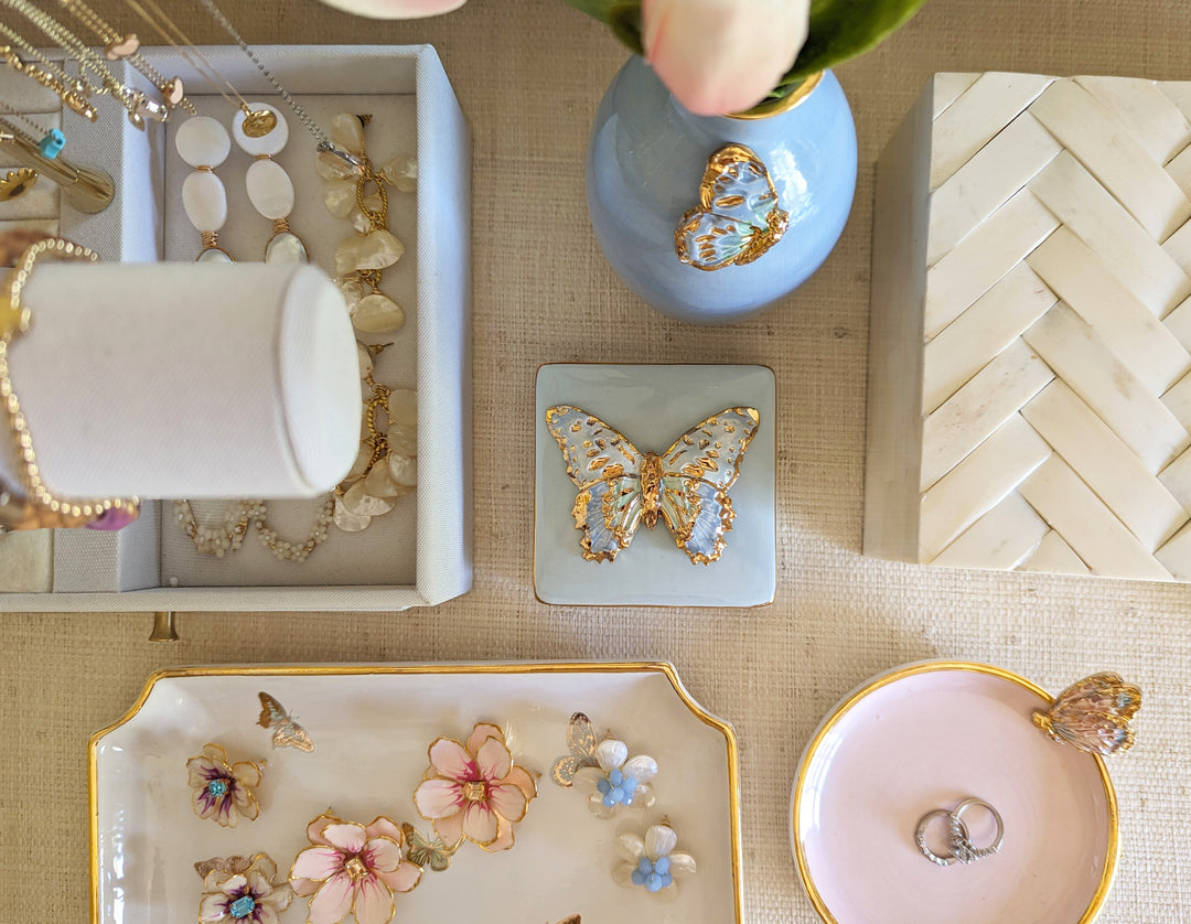 Gilded Butterflies Trays with 22K Gold