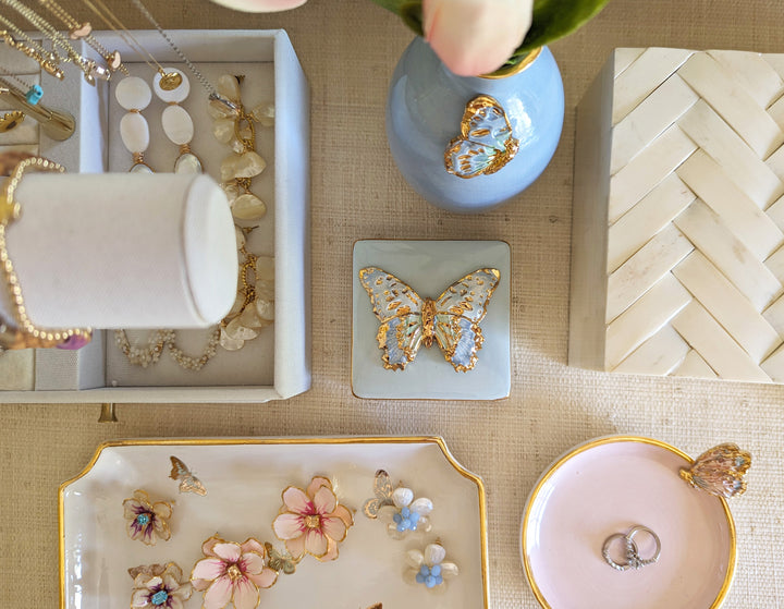 Gilded Butterflies Trays with 22K Gold