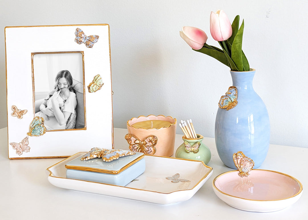 Gilded Butterflies Trays with 22K Gold