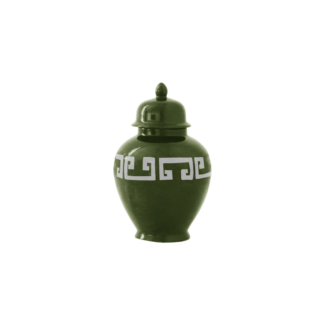 Moss Green Greek Key Ginger Jars