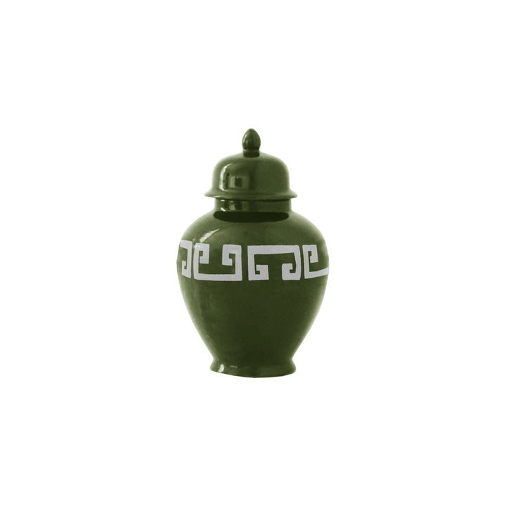 Moss Green Greek Key Ginger Jars
