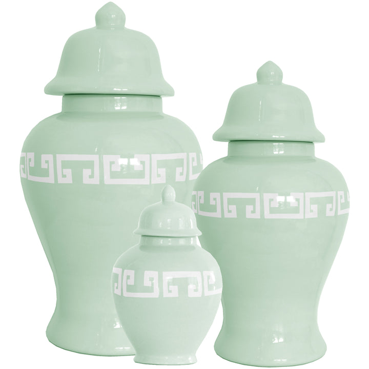 Sea Glass Greek Key Ginger Jars