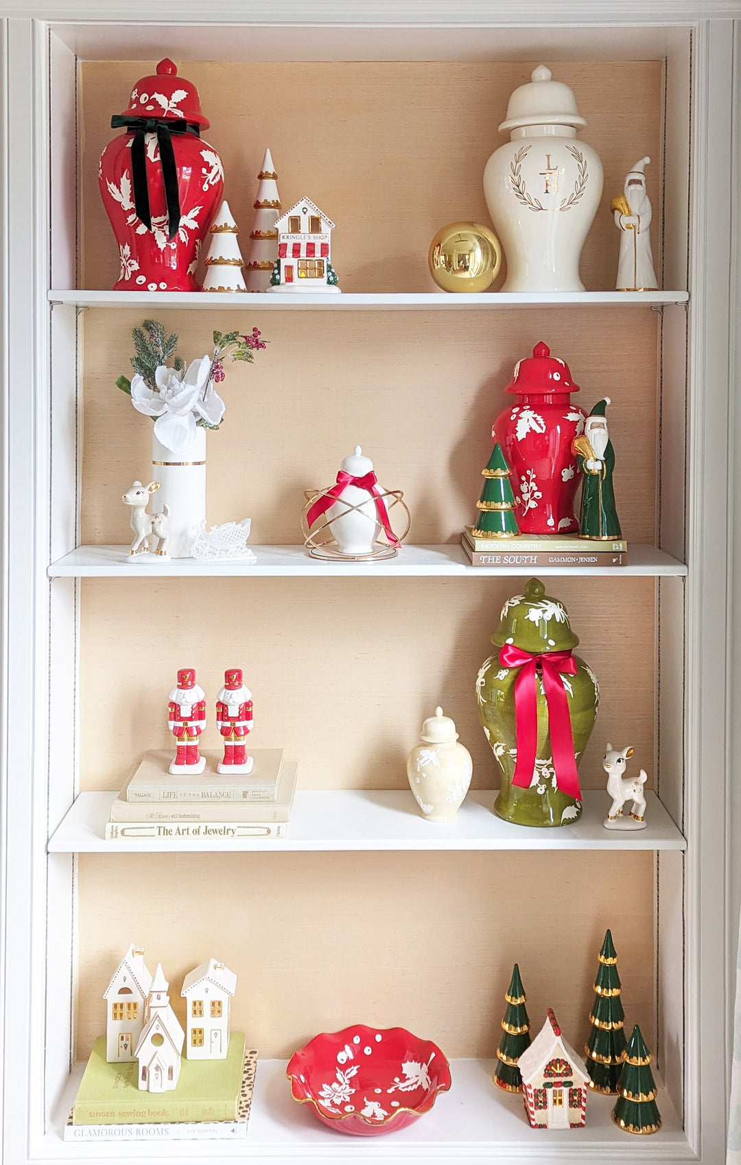 Holiday Green Tiered Christmas Trees with 22K Gold Brushstroke Accent