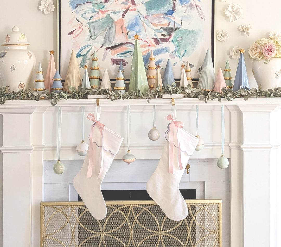 Sea Glass Folded Christmas Trees with 22K Gold Brushstroke Accent