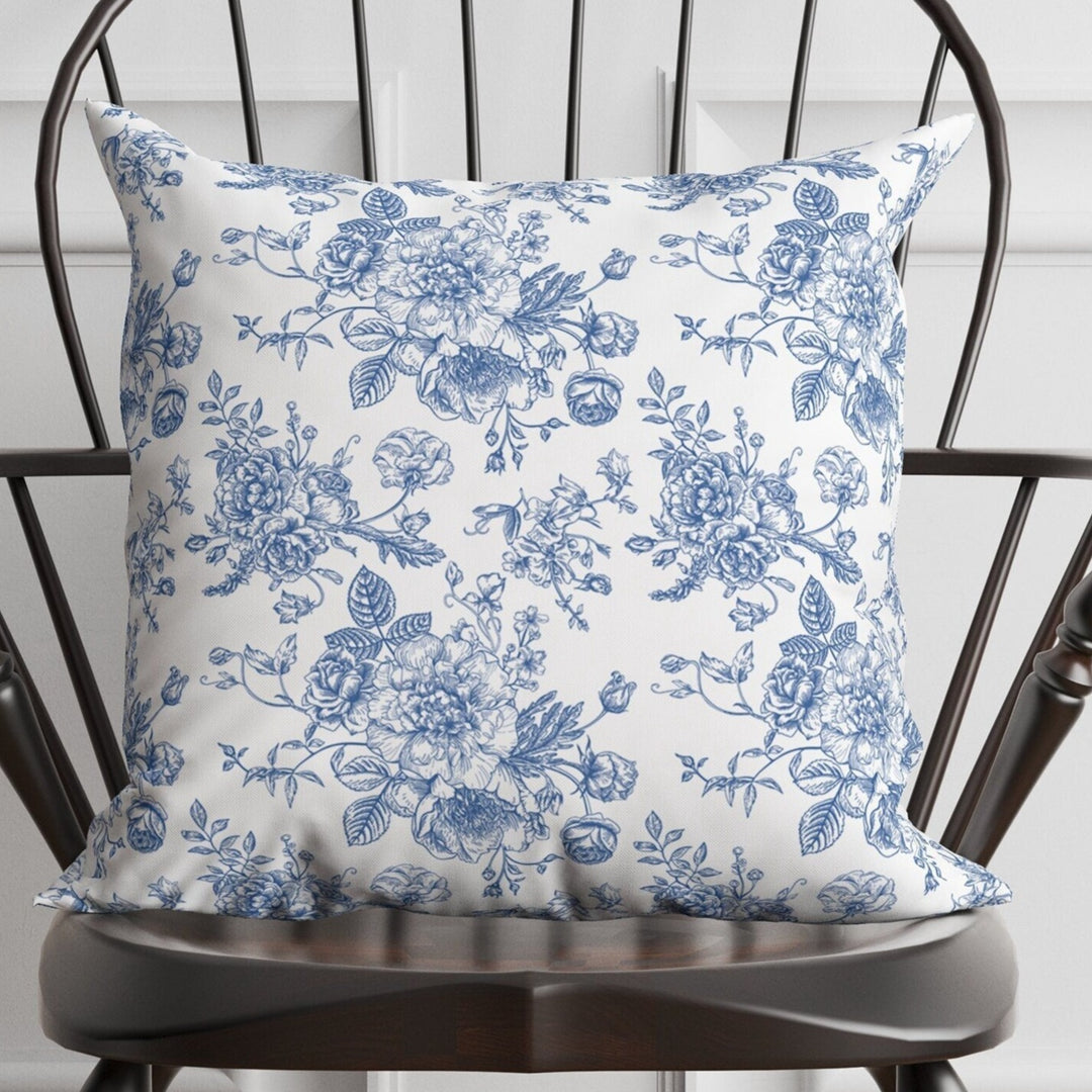 Blue Toile Floral Pillow in Rosecrest