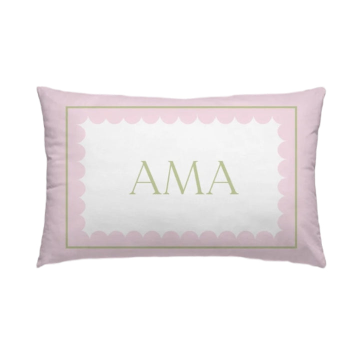 Monogram Lumbar Pillow in Pink Green