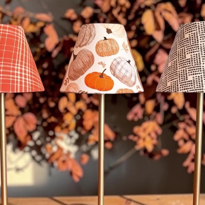 Fall LED Lampshade Covers in Pumpkin &amp; Plaid