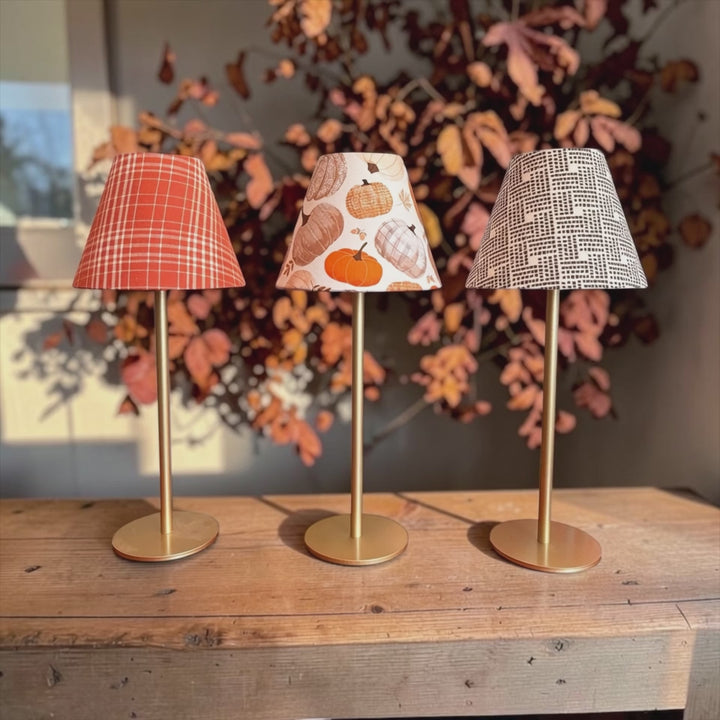Fall LED Lampshade Covers in Pumpkin &amp; Plaid