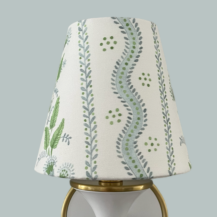 Blue and Green Floral Sconce Shade in Emma Stripe